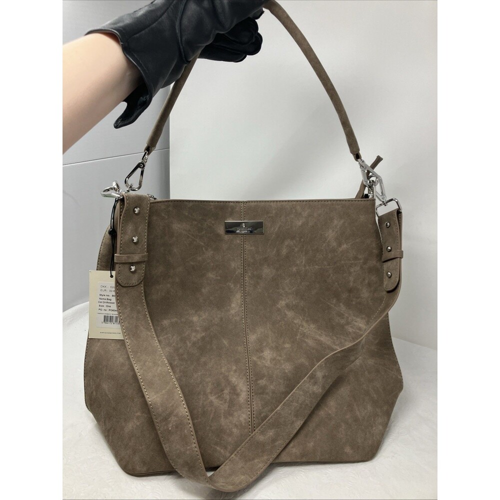 NWT Rosemunde Copenhagen Danish Faux Suede Tote Bag Beige Driftwood